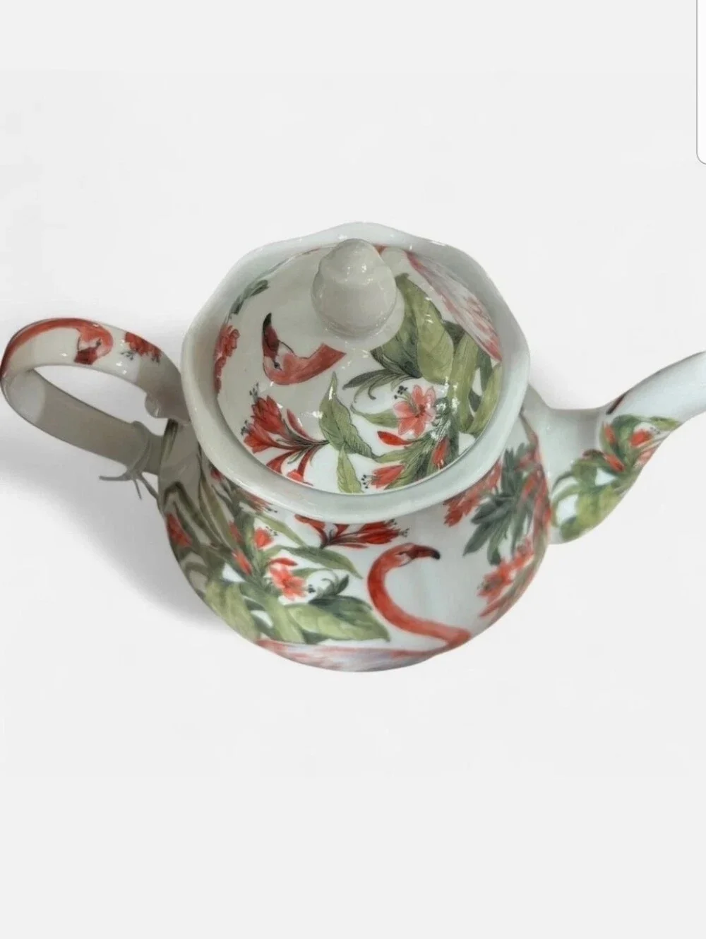 Kent Pottery Flamingo Floral Porcelain Teapot Floral Decorative Shabby Chic NEW